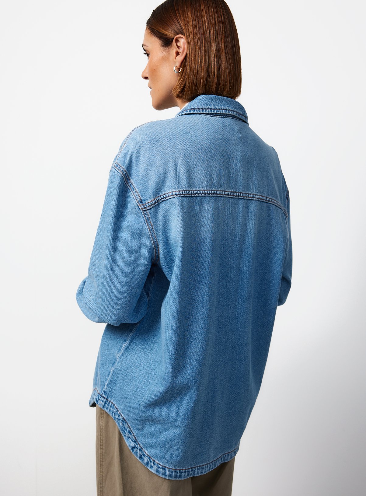 Mid Wash Denim Relaxed Shirt 20 - Image 4 thumbnail